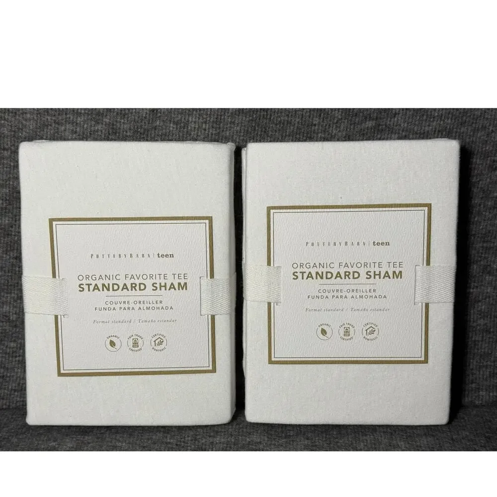 (2) Pottery Barn Teen Organic Favorite Tee Standard Sham NWT White - Set of 2